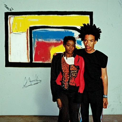 Prompt: monica gelled by basquiat