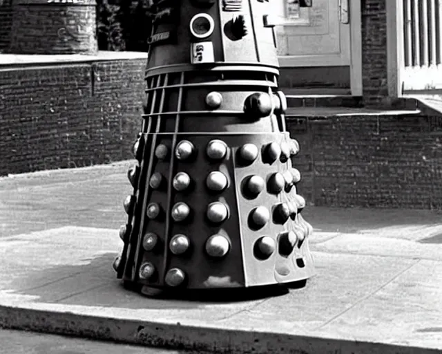 Prompt: a dalek in a 1 9 6 0 s episode of doctor who