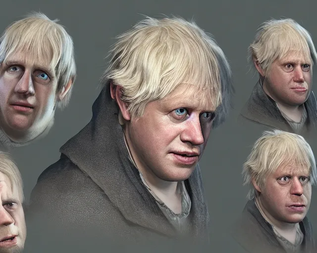 Image similar to boris johnson in lord of the rings, character art, by various concept artists, redshift render, hyperrealistic face, photorealistic render