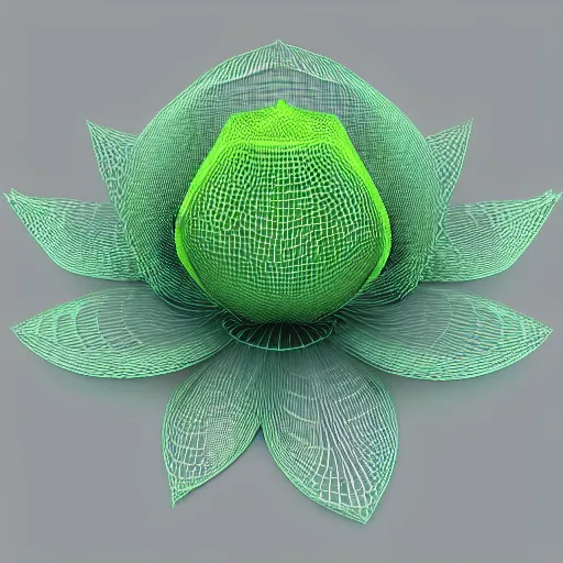 Image similar to mesh 3D model of a lotus flower form in Houdini mesh mode