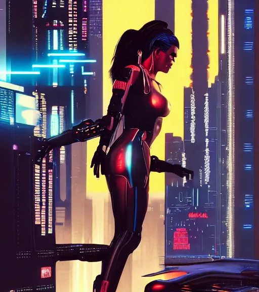 Image similar to cable plugged in, side of head, very very beautiful woman, cyberdeck computer terminal, street level night city, 1 9 7 9 omni magazine cover, style by vincent di fate, artgerm, cyberpunk 2 0 7 7, very coherent, detailed, 4 k resolution, unreal engine, daz