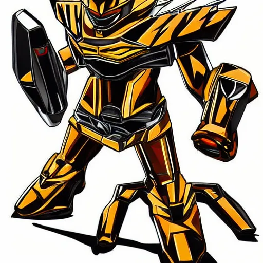 Prompt: metallic / chrome tigerzord in the style of james white. epic illustration.