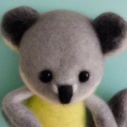 Image similar to a needle felted koala, needle felting art.