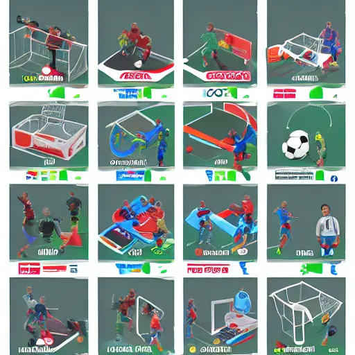 Image similar to soccer lootbox in the style of peter tarka, 3 d, isometric, game, octane, game, artstation