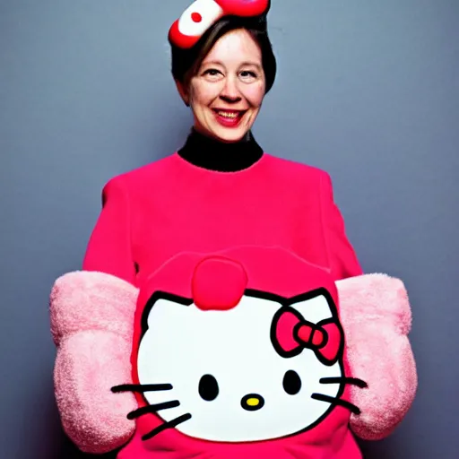 Prompt: zuckenberg wearing hello kitty costume , award-winning photo