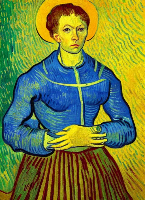 Image similar to !! portrait of joan d'arc!! by van gogh, detailed expressionist oil painting masterpiece with detailed face, 8 k resolution, smooth, sharp focus