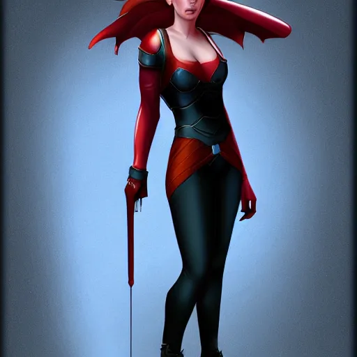 Image similar to full body portrait of scarlet Johansson in the style of a fantasy hero, digital art, artstation