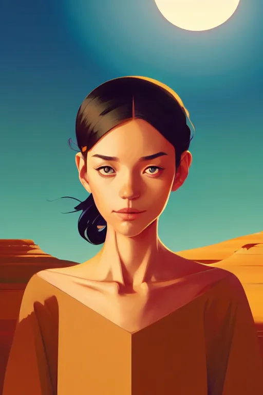 Image similar to single hermit in the desert, smooth face, centered median photoshop filter cutout vector behance hd by artgerm, jesper ejsing, by rhads, makoto shinkai and lois van baarle, ilya kuvshinov, rossdraws, illustration, art by ilya kuvshinov and gustav klimt