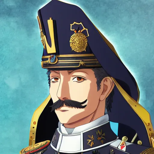 Image similar to portrait of kaiser wilhelm ii, anime fantasy illustration by tomoyuki yamasaki, kyoto studio, madhouse, ufotable, comixwave films, trending on artstation