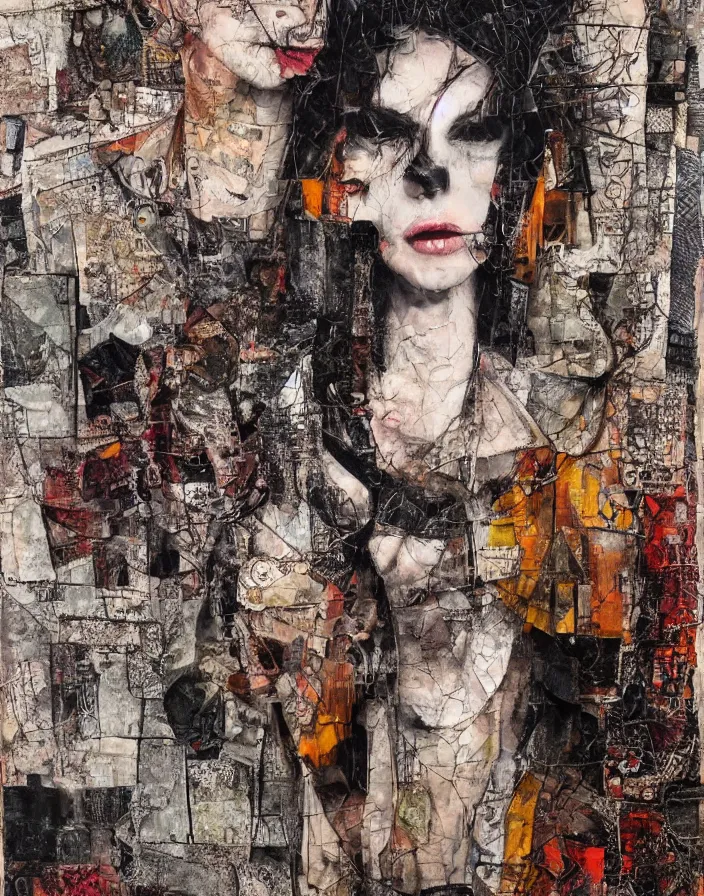 Prompt: brutal underground embrace detailed analogue mixed media collage with canvas texture in style of contemporary art, punk art, hyperrealistic beautiful face, photorealistic, expressionism, masterpiece, perfect composition, spectacular quality, intricate oil details