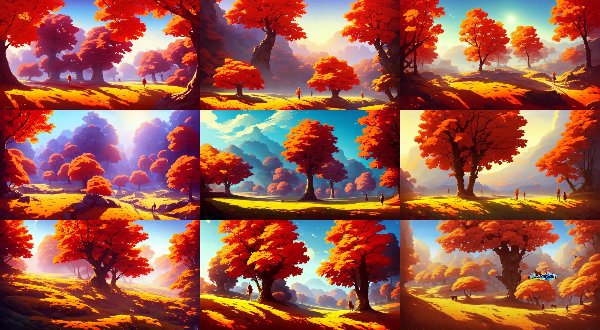 Prompt: beautiful autumn landscape, vector illustration, in marble incrusted of legends heartstone official fanart behance hd by Jesper Ejsing, by RHADS, Makoto Shinkai and Lois van baarle, ilya kuvshinov, rossdraws global illumination