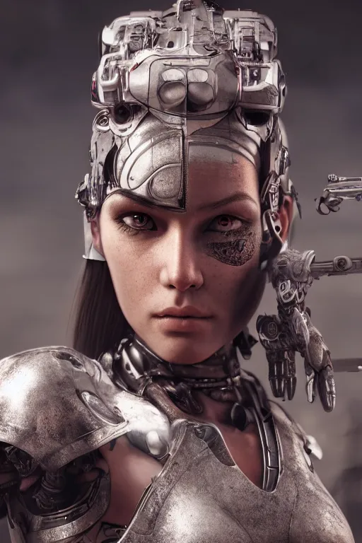 Image similar to cyborg girl warrior, ultra realistic, concept art, intricate details, highly detailed, photorealistic, octane render, 8 k