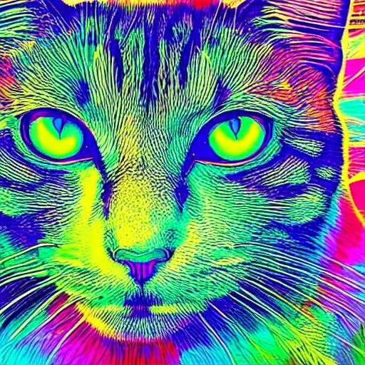 Image similar to psychedelic art of a cat