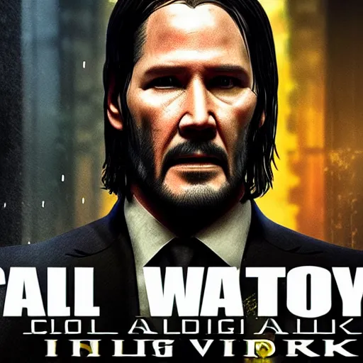 Image similar to john wick in call of duty, artstation hall of fame gallery, editors choice, #1 digital painting of all time, most beautiful image ever created, emotionally evocative, greatest art ever made, lifetime achievement magnum opus masterpiece, the most amazing breathtaking image with the deepest message ever painted, a thing of beauty beyond imagination or words, 4k, highly detailed, cinematic lighting