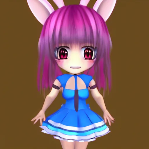 Prompt: original chibi bunny girl rendered 3 d, ranking number 1 on pixiv