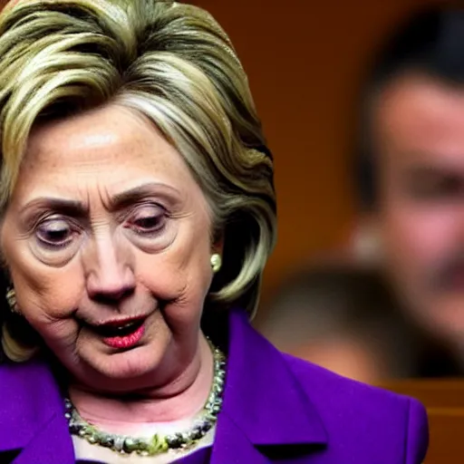 Prompt: hillary clinton crying in parliament very realistic picture