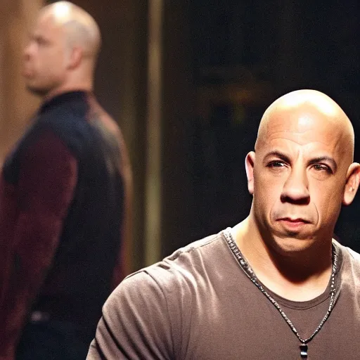 Prompt: Vin Diesel raising an eyebrow