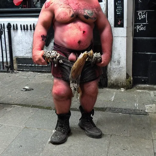 Prompt: fearsome orc out drinking on a Saturday night in soho