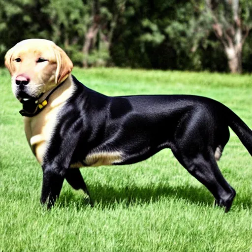 Prompt: a hybrid between a yellow lab and a panther