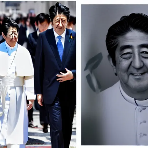 Image similar to shinzo abe is the new pope, ( sony a 7 r iv, symmetric balance, polarizing filter, photolab, lightroom, 4 k, dolby vision, photography award, vogue, perfect face )