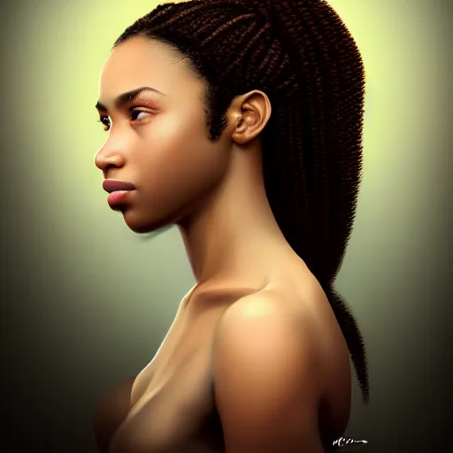 Image similar to a photorealistic hyperrealistic, bright brown eyes, light skinned african american young girl, ponytail hair, flawless face, beautiful lips, cute face, gorgeous white veil, by wlop, artgerm, greg rutwoski, alphonse mucha, beautiful dynamic dramatic low - light moody lighting, cinematic atmosphere, artstation, concept design art, octane render, 8 k