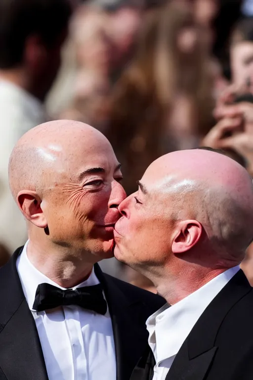 Image similar to elon musk kissing jeff bezos