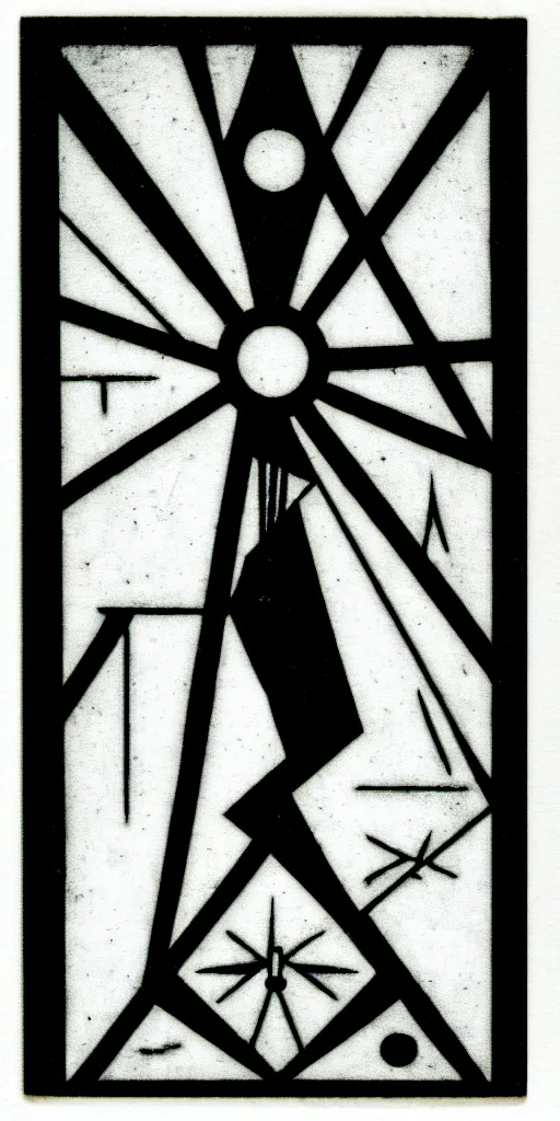 Prompt: geometric temperance tarot card by karl gerstner, minimal, black and white monochrome, bordered, centered, in frame, 8 k scan