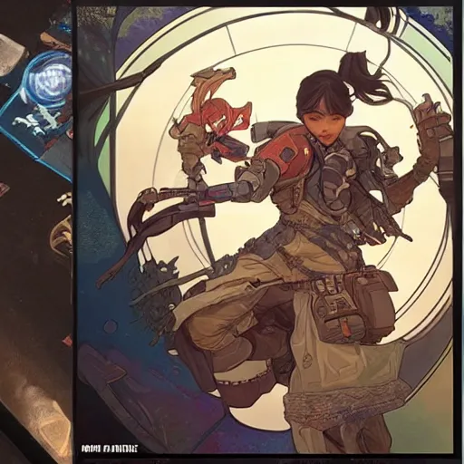 Image similar to apex legends, illustration, art by artgerm and greg rutkowski and alphonse mucha