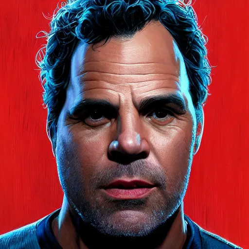 Prompt: portrait of mark ruffalo in the marvel cinematic universe, official media, official poster artwork, highly detailed, centered, solid color background, digital painting, artstation, concept art, smooth, sharp focus, illustration, donato giancola, joseph christian leyendecker, les edwards, ed repka, wlop