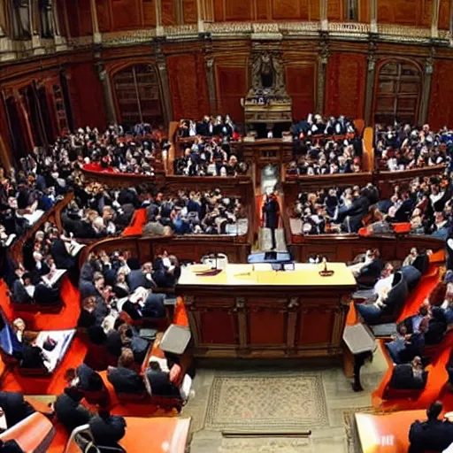 Image similar to the devil in the spanish congress of deputies at the speaker's lectern