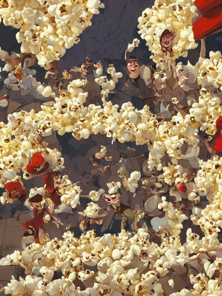 Image similar to popcorn by disney concept artists, blunt borders, rule of thirds