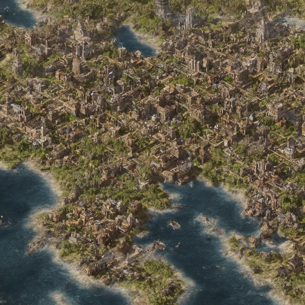 Image similar to A map of Civilization 5, video game, highly detailed, intricate, 8k render, by Greg Rutkowski