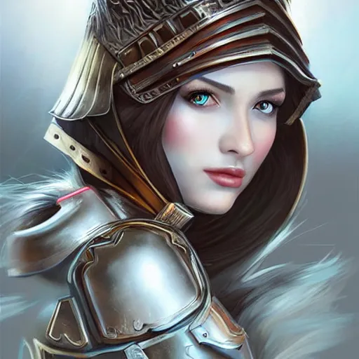 Image similar to portrait of a gorgeous russian woman in armor by artgerm