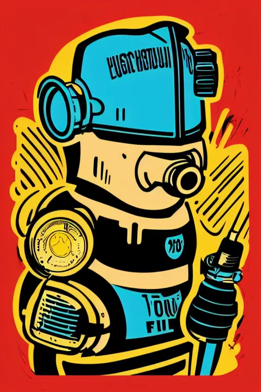 Image similar to fallout 7 6 retro futurist illustration art by butcher billy, sticker, colorful, illustration, highly detailed, simple, smooth and clean vector curves, no jagged lines, vector art, smooth andy warhol style