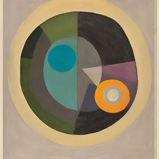 Image similar to an artwork by hilma af klint and kurt schwitters, mix of geometric and organic shapes, mix of bright and earth colors