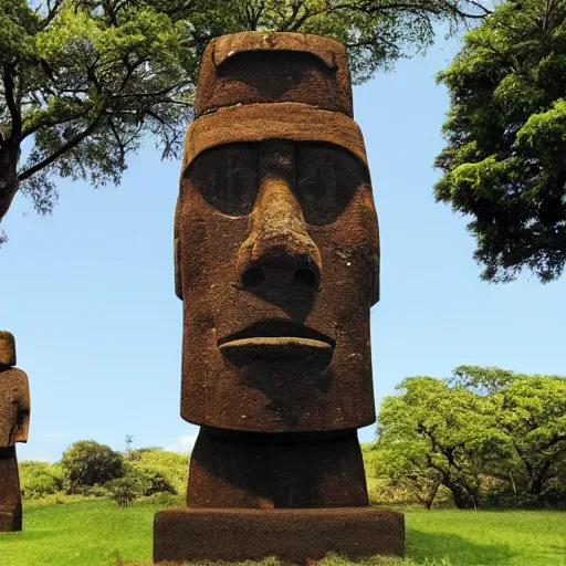 Image similar to Moai statue giving a TED talk