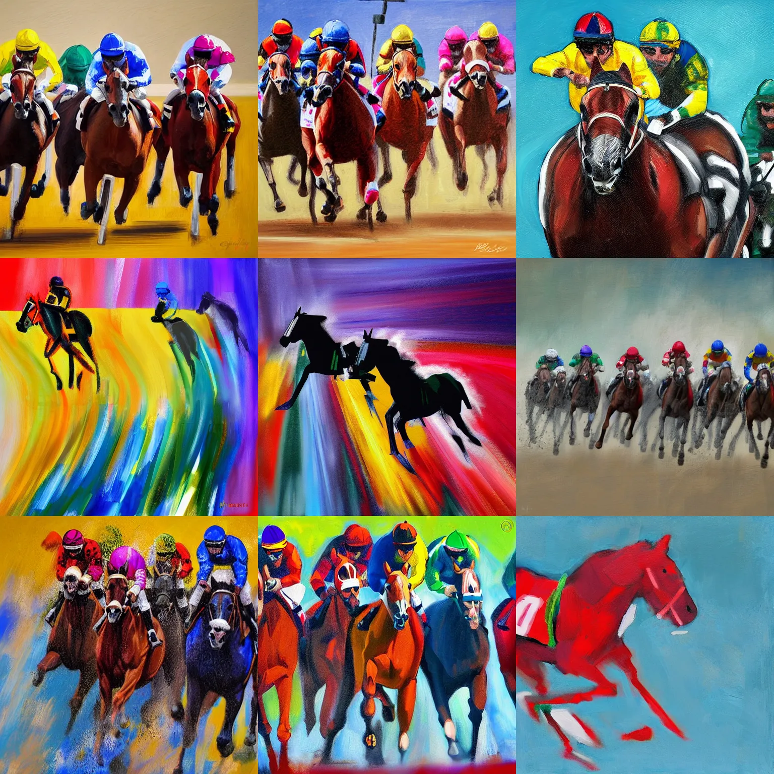 Prompt: horse racing, abstract art