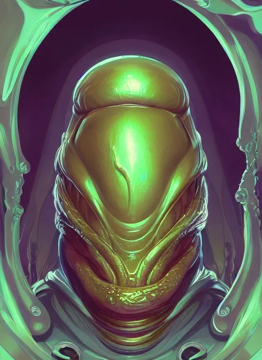 Image similar to elon musk as mollusk, slime, drool, portrait, intricate, elegant, highly detailed, digital painting, artstation, concept art, wallpaper, smooth, sharp focus, illustration, art by artgerm and greg rutkowski and alphonse mucha