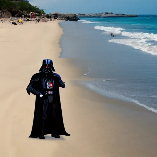 Image similar to darth vader goes to the beach