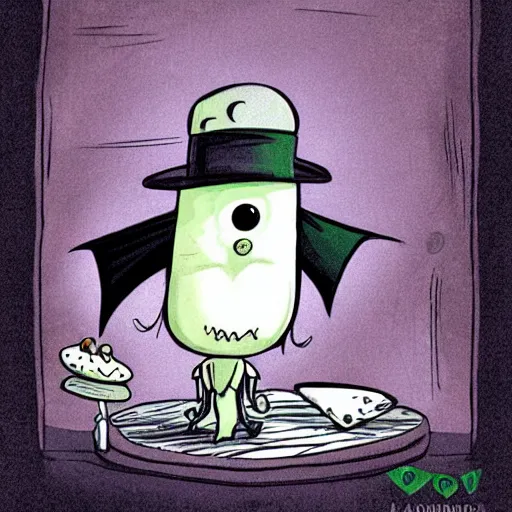 Prompt: cute cartoon of cthulhu wearing a monocle