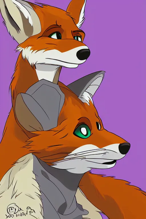 Image similar to a fox fursona, trending on furaffinity, by don bluth, furry art, digital art