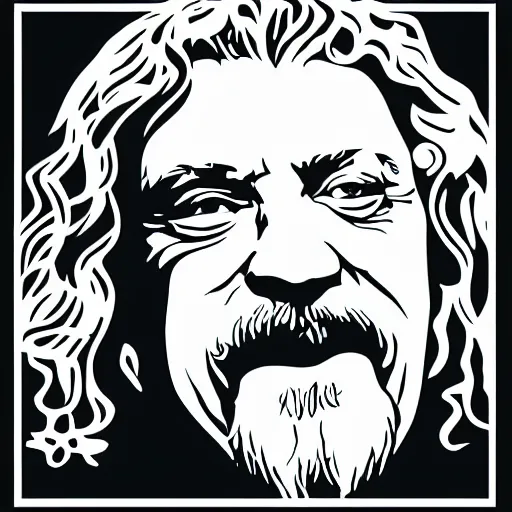 Prompt: robert plant from led zepelin singing, sticker - art, svg vector, adobe - illustrator