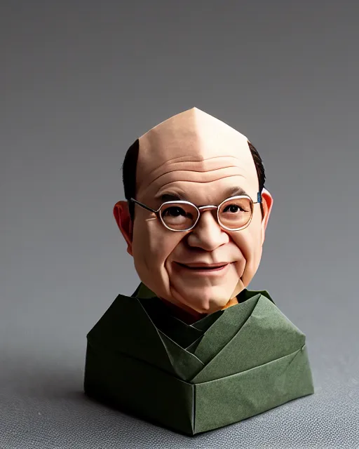 Image similar to an origami george costanza by akira yoshizawa, realistic, very detailed, complex, intricate, studio lighting, bokeh, sigma 5 0 mm f 1. 4