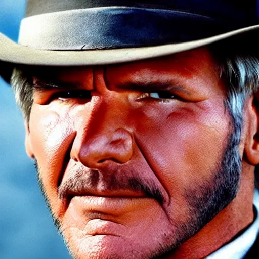 Image similar to harrison ford as the man with no name from the good the bad and the ugly ( higly detailed, still shot, cinematic, photo realistic, great quality )