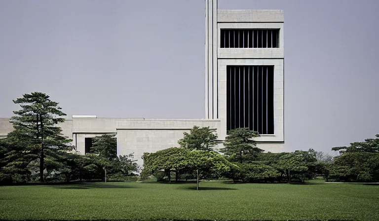 Image similar to A palace exterior designed by Ryoji Ikeda, photograph by Iwan Baan, long shot