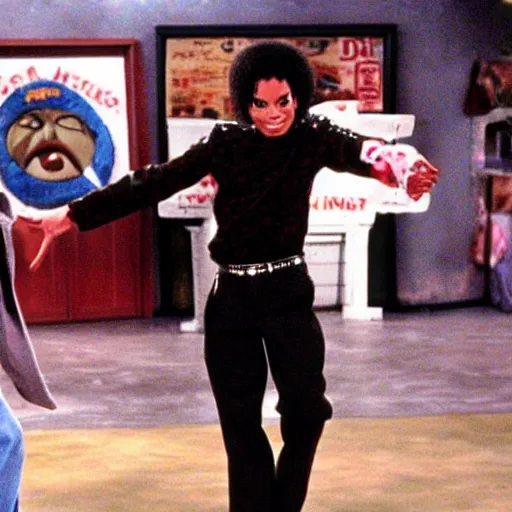 Prompt: a tv still of Michael Jackson starring in Kenan & Kel (1999)