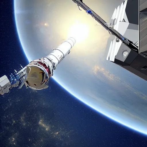 Image similar to space elevator at the edge of the atmosphere