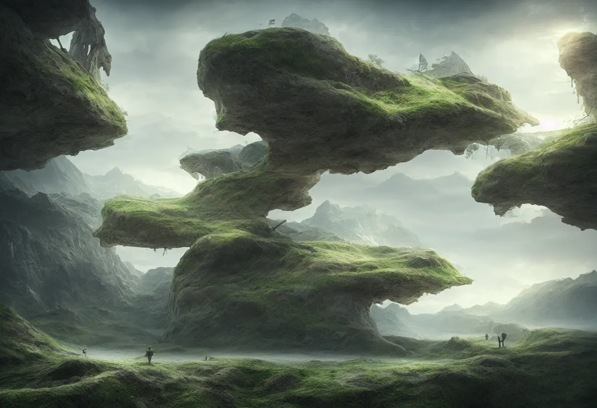 Image similar to landscape of human mind and imagination, matte painting, beautiful render, octane render, concept art