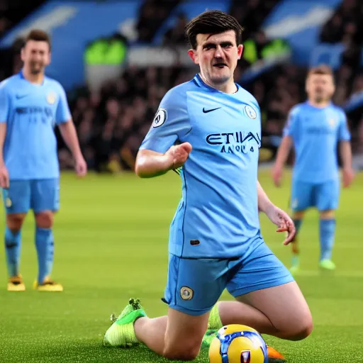 Prompt: Harry Maguire as a Manchester City soccer player