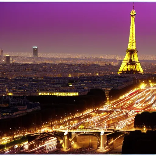 Image similar to award winning photo of paris at night, realistic photo